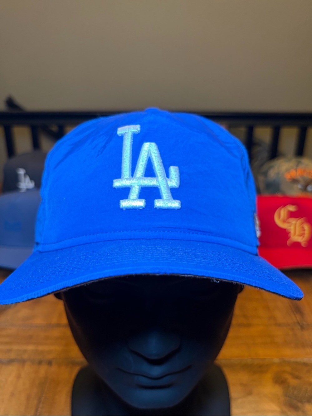 New Era Los Angeles LA Logo Bright Blue Nylon Baseball Cap with White Embroidery